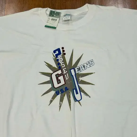 Vintage 1996 Guess Jeans USA Graphic T-Shirt Single Stitch Made in USA NWT XXL - Picture 2 of 7